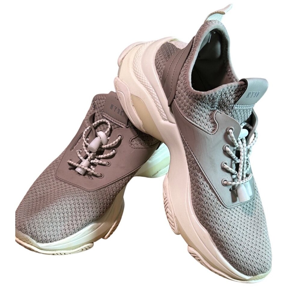 Steve Madden Myles NY90 Women's 6.5 Taupe Sneakers Drawstring Laces‎